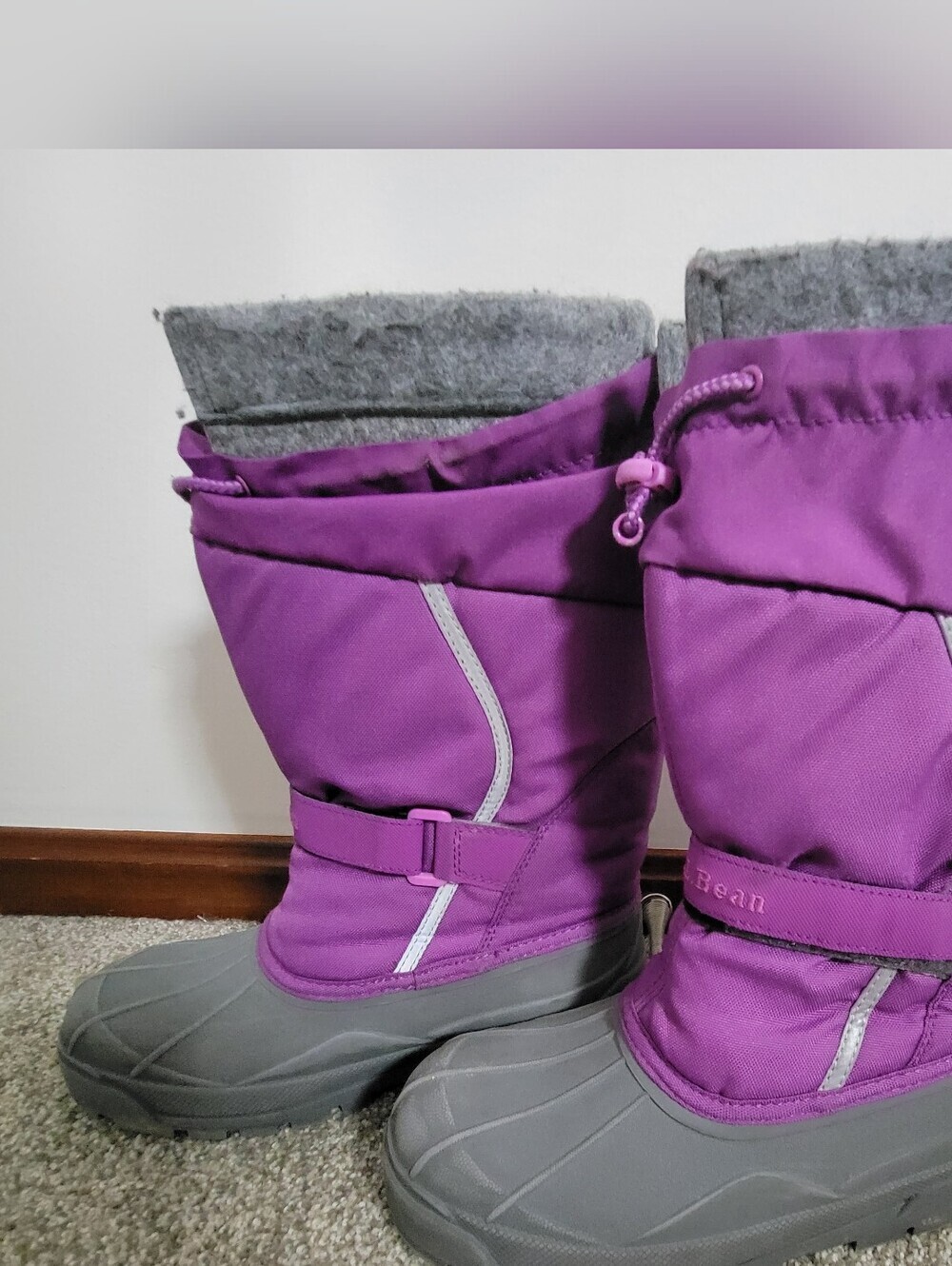 LL Bean Northwoods Lavender & Gray Winter Snow Boots - Kids Sz 6 /Womens Sz 8
